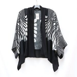 NWT Dressori kimono cardigan 1X plus size abstract print black grey floral new